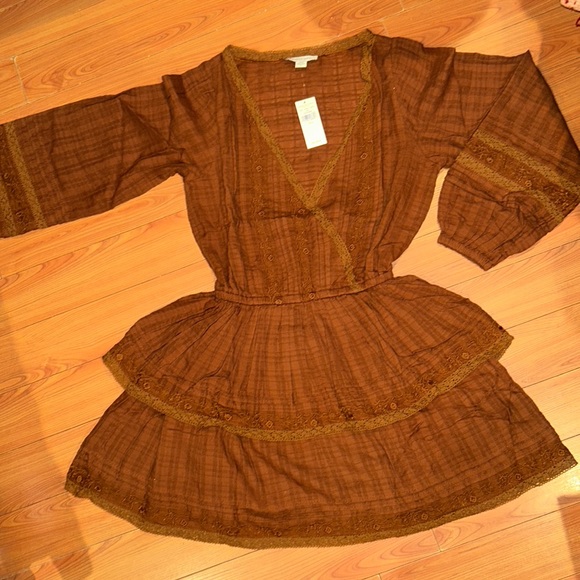 American Eagle 🦅 brow cotton & lace boho chic dress - Picture 2 of 5